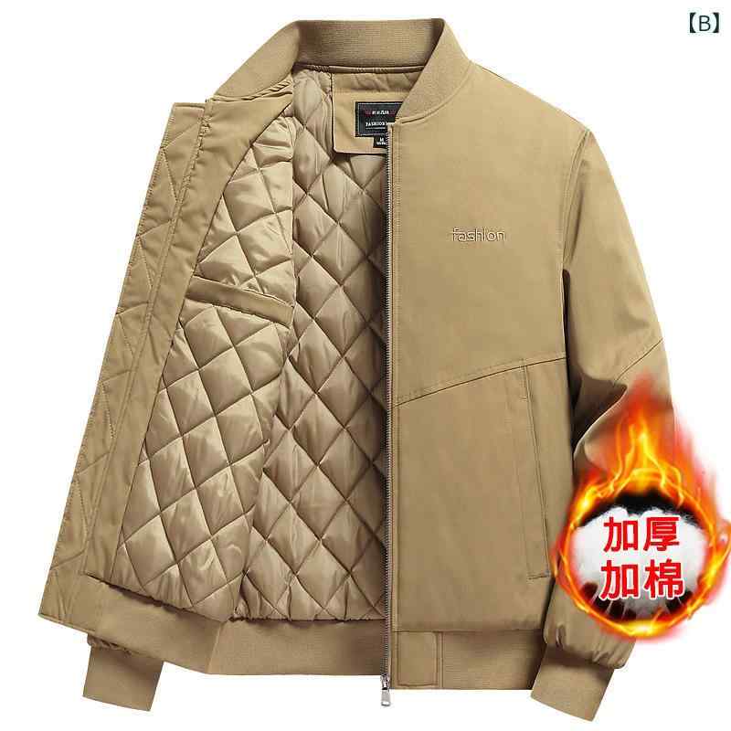 ジャケット メンズ 男性用 秋冬 厚手 フライトジャケット ゆったり スタンドカラー 野球服 ジャンパー アウター 保温性 通気性 カーキ ブラック系