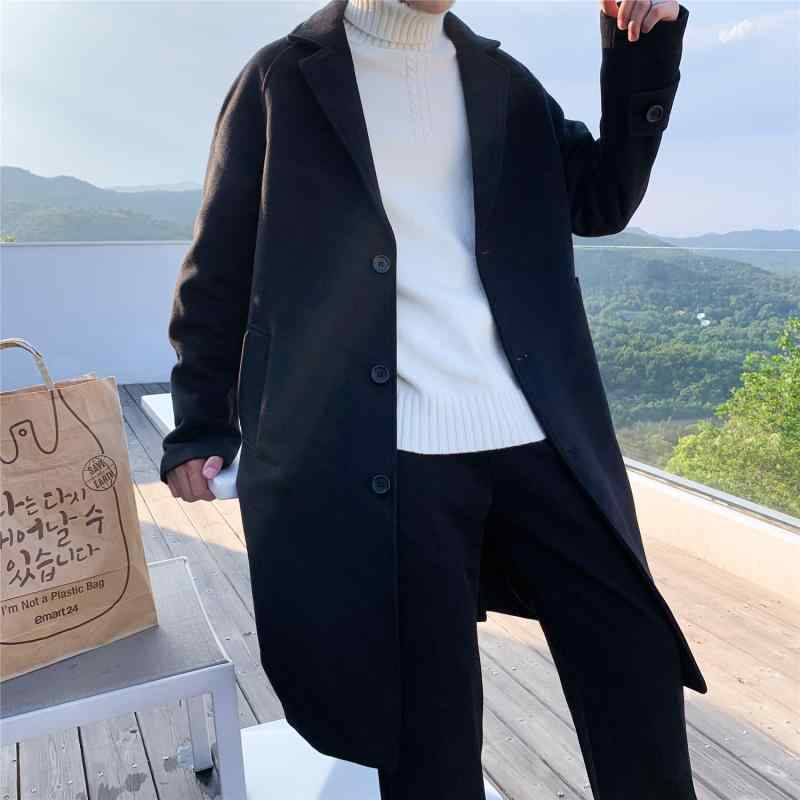 コート メンズ 男性用 ウール ミドル丈 ビジネス 英国風 シングルブレスト 大きいサイズ ゆったり 厚手 春秋 黒 ブラック ベージュ・スタイル: ストリート・フィット: スリム・・フロント: シングルブレスト・対象年齢: 18-24歳・...