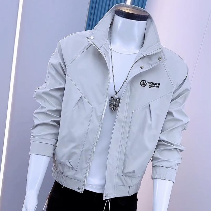 ジャケット メンズ 春秋 立襟 スリム ブルゾン 男性用 アウター 耐摩耗性 竹繊維 ミリタリー カジュアル スタイル ジャンパー M L XL 2XL 3XL ブラック ホワイト ワインレッド・カテゴリ: カジュアルスーツ