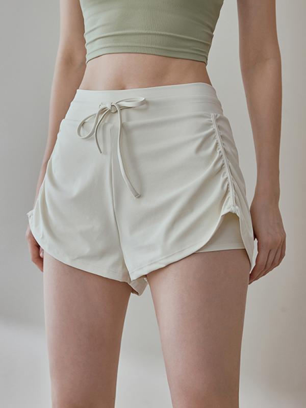 Other - スポーツ ショートパンツ レディース ランニング トレーニング ウェア ヨガパンツ 三分丈 吸湿速乾 ストレッチ 接触冷感 テニス マラソン 運動着 ホワイト ブラック ベージュ パープル イエロー