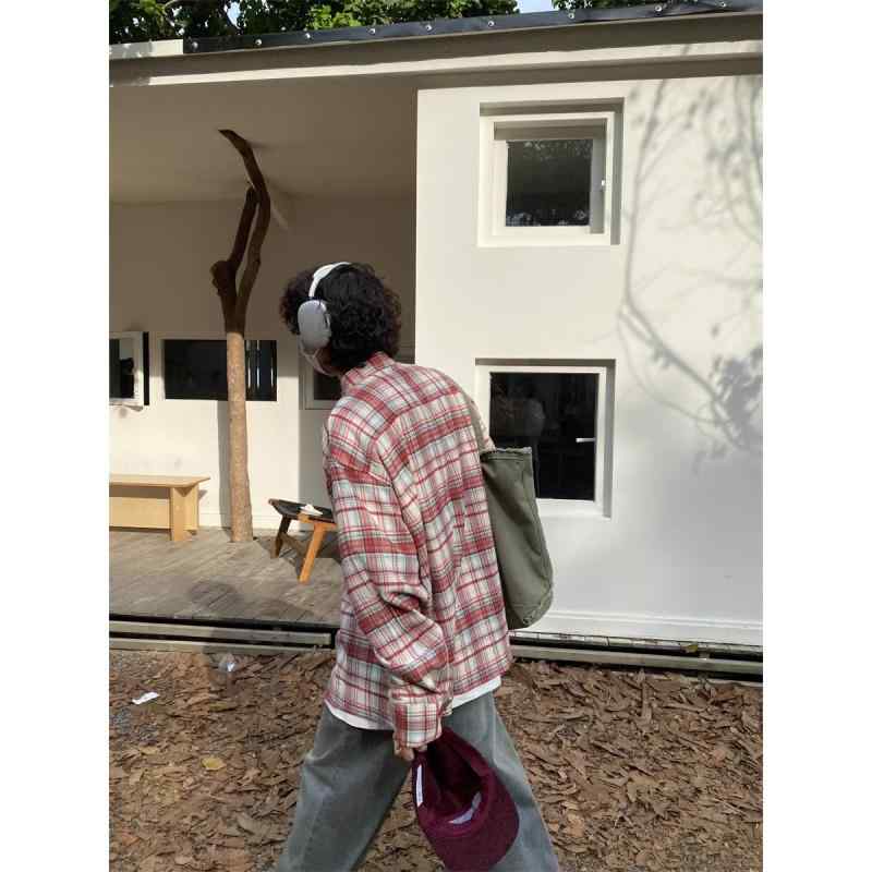 2個セットシャツ メンズ 男性用 格子柄 長袖 春秋 美式 レトロ トップス ネルシャツ カジュアル ゆったり 普段使い 部屋着 赤 青・カテゴリ: シャツ・スタイル: アメリカンレトロ・対象: 青少年.成人.男性・タイプ: カーディガン・...