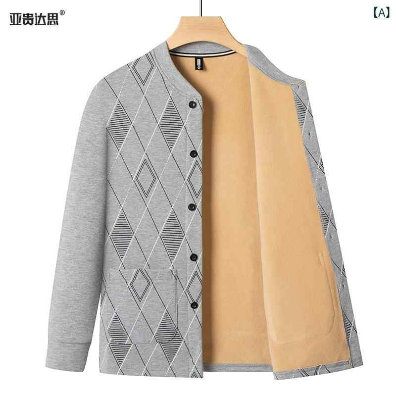 ジャケット メンズ 男性用 裏起毛 厚手 防寒 アウター シニア 紳士服 格子柄 秋冬 綿 混紡 立ち襟 前開き M L XL XXL XXXL グレー ブラック系 linears-10363424 LINEAR shop パッケージ画像