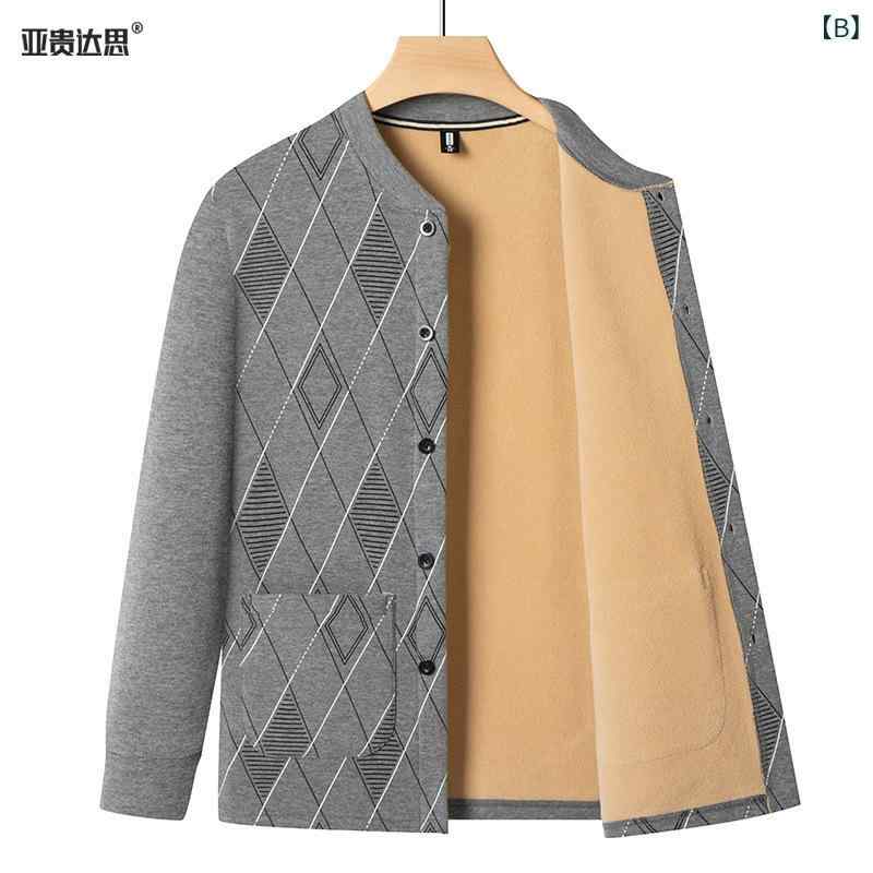 ジャケット メンズ 男性用 裏起毛 厚手 防寒 アウター シニア 紳士服 格子柄 秋冬 綿 混紡 立ち襟 前開き M L XL XXL XXXL グレー ブラック系 linears-10363424 LINEAR shop サンプル画像2