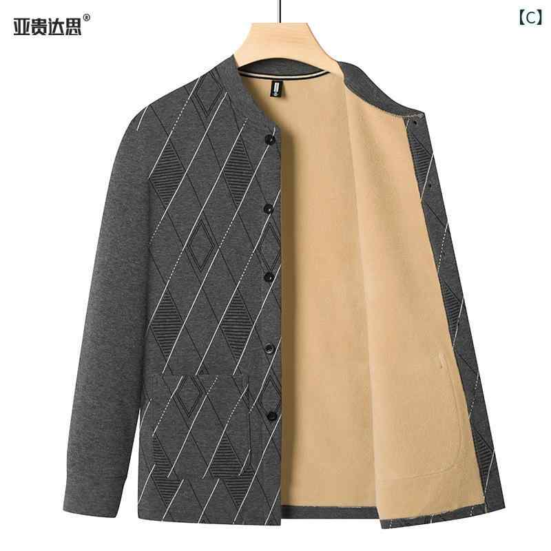 ジャケット メンズ 男性用 裏起毛 厚手 防寒 アウター シニア 紳士服 格子柄 秋冬 綿 混紡 立ち襟 前開き M L XL XXL XXXL グレー ブラック系 linears-10363424 LINEAR shop サンプル画像3