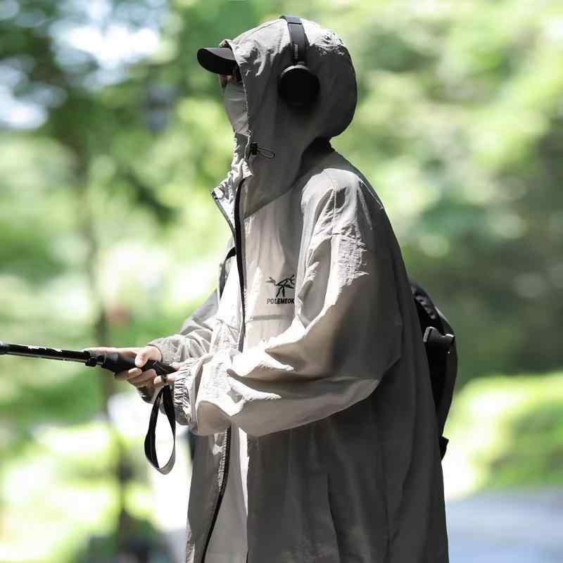ジャケット メンズ 接触冷感 薄手 紫外線対策 グレー 黒 ポリエステル 普段使い アウトドア
