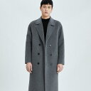 コート メンズ 男性用 秋冬 ウール ダブルブレスト ロング丈 オーバーサイズ 膝下丈 無地 ビジネス カジュアル 韓国 ブラック グレー ブラウン キャメル
