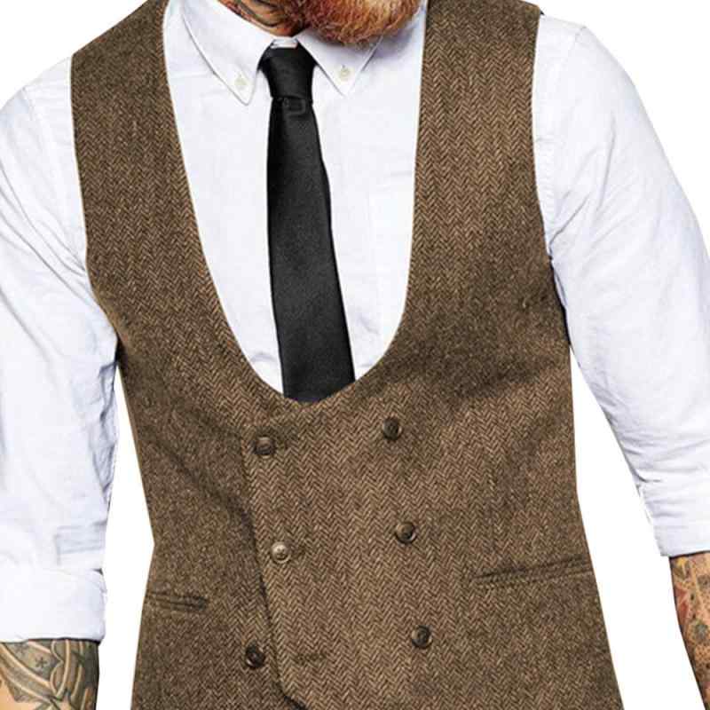 ベスト 男性用 スーツ ベスト スリムフィット Vネック ダブルブレスト ビジネス フォーマル カジュアル 紳士用 ブラウン ブラック カーキ シャンパン シルバー レッド コーヒー