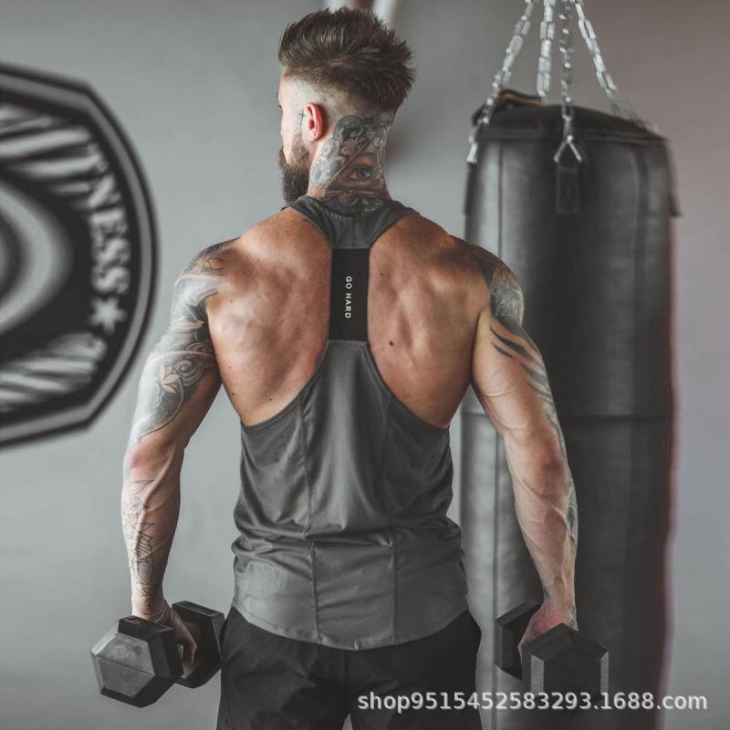 スポーツ用タンクトップ メンズ 男性用 ノースリーブ トップス トレーニングウェア ジム 筋トレ ウエア ストレッチ 吸湿速乾 ランニング ウェア 白 赤 黒 グレー(x2)