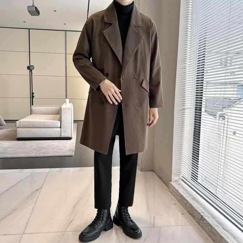 コート レディース 韓国 秋冬 ダブルフェイス ミドル丈 ウール ポリエステル ゆったり 暖かい ブラウン ブラック ベージュ