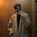 コート メンズ 男性用 ウール 中綿 秋冬 ロング丈 オーバーサイズ 韓国 ゆったり あったか 防寒 厚手 ビッグシルエット ラグランスリーブ