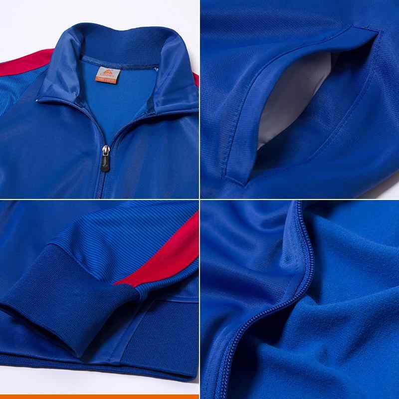 スポーツウェア メンズ トレーニングウェア 上下セット 立ち襟 ジャージ セットアップ ポリエステル 運動着 陸上 サッカー ランニング 吸汗速乾 レッド イエロー ブルー ブラック ホワイト オレンジ ネイビー グリーン(x2)