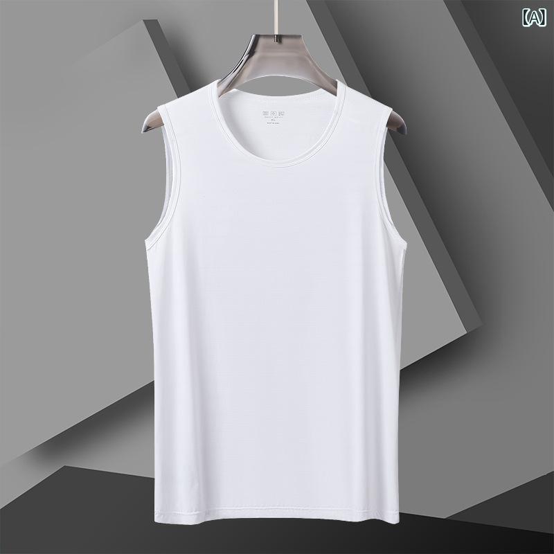 タンクトップ メンズ 男性用 無地 接触冷感 ノースリーブ Tシャツ 部屋着 ルームウェア 速乾 伸縮性 スポーツ ランニング トレーニング 白 黒 紺色 L XL 2XL 3XL 4XL 5XL 6XL 7XL