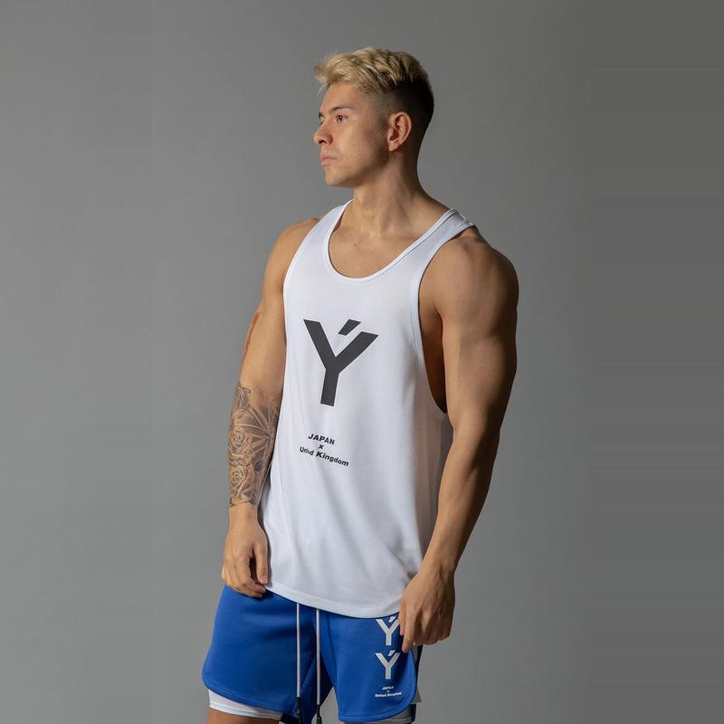 タンクトップ メンズ 男性用 筋トレ ジム 運動着 メッシュ 吸湿速乾 Tシャツ ランニング 深グレー 黒 白 春夏