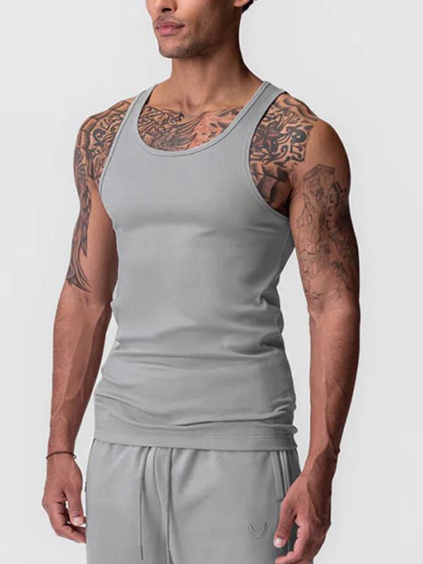 Other - タンクトップ メンズ 男性用 高弾力 リブ編み Tシャツ ノースリーブ ポリエステル スポーツ ウェア 速乾性 インナー 白/ベージュ/グレー/ピンク系/黒/ワインレッド/ネイビー/カーキ