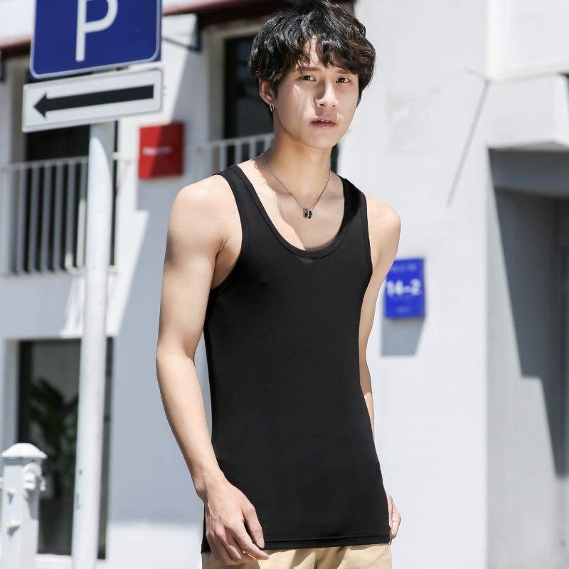 タンクトップ メンズ 男性用 無地 モダール スポーツ インナーシャツ ラウンドネック スリムフィット ノースリーブ トップス 快適 伸縮性 ブラック グレー ホワイト(x2)