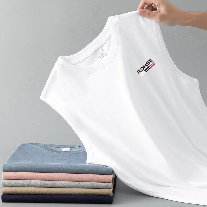 タンクトップ メンズ 男性用 ノースリーブ Tシャツ ポリエステル 接触冷感 吸湿速乾 スポーツ インナー 部屋着 カジュアル 薄手 白 黒 春夏