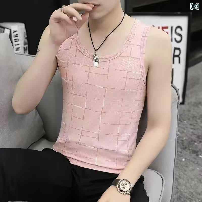 タンクトップ メンズ ポリエステル 無地 スリムフィット 汗取りインナー カジュアル 普段使い 部屋着 春夏 グリーン ピンク系 ベージュ M L XL 2XL 3XL 4XL 5XL