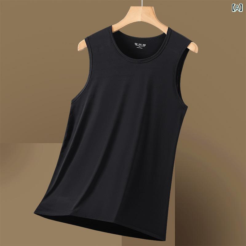 LINEAR shopのタンクトップ メンズ 男性用 軽量 通気性 スポーツウェア 吸湿速乾 ノースリーブ Tシャツ 接触冷感 ストレッチ 大きいサイズ ブラック ホワイト グレー｜アングル2