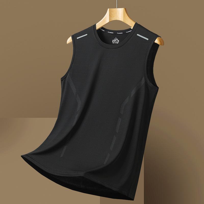 Other - タンクトップ メンズ 男性用 ノースリーブ Tシャツ トップス 速乾性 通気性 スポーツ ランニング ウェア 部屋着 ルームウェア 普段使い 運動着 ポリエステル グレー グレー 紺 ネイビー 白 ホワイト 黒 ブラック
