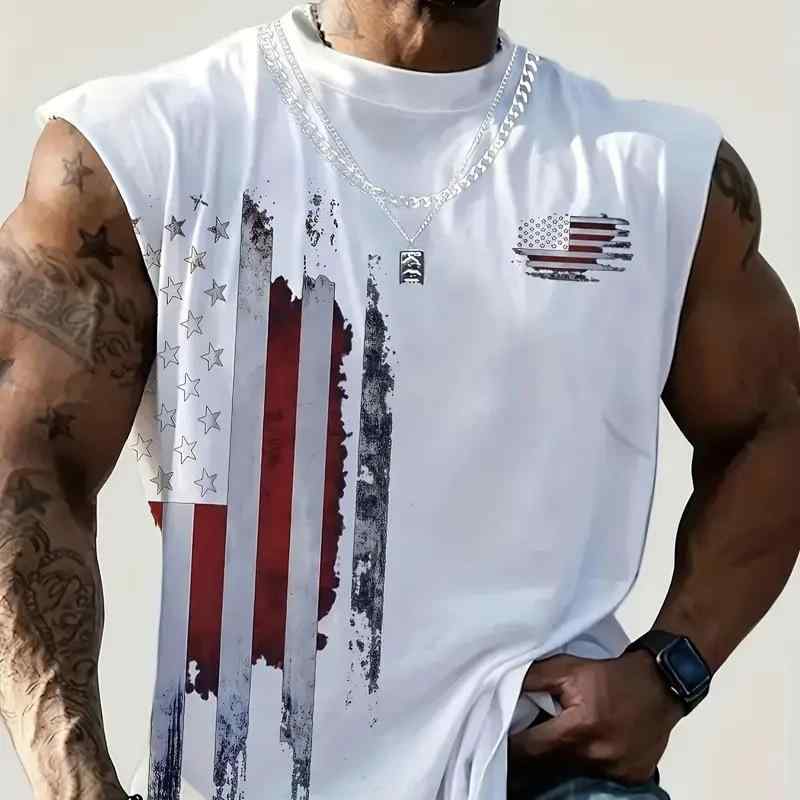 ベスト 男性用 プリント ポリエステル アメリカン レトロ スポーツウェア カジュアル 普段使い(4.0)