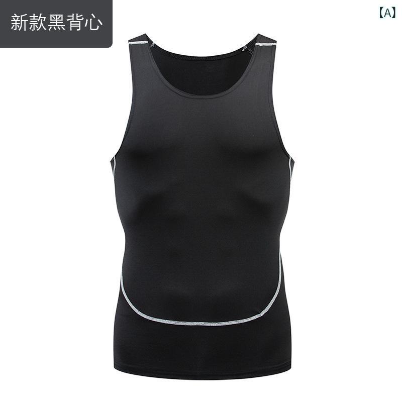 Other - タンクトップ メンズ 男性用 ノースリーブ Tシャツ 接触冷感 高弾性 スポーツ ウェア トレーニング ランニング 普段使い ポリエステル ブラック ホワイト グレー ブルー レッド パープル グリーン