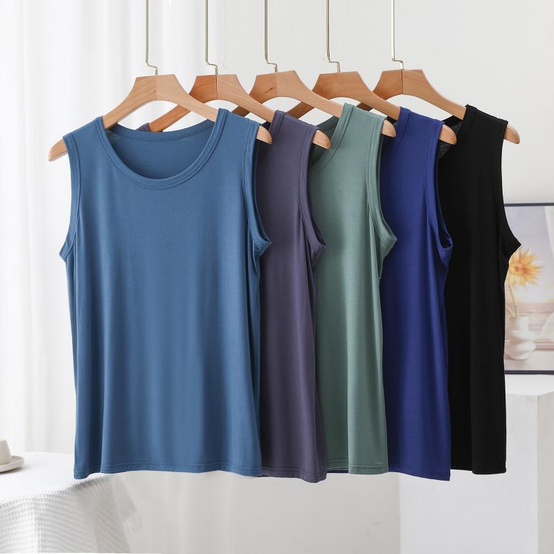 タンクトップ メンズ ビットコットン ワイドショルダー 薄手 通気性 スポーツ レジャー アンダーシャツ ゆったり 普段使い ブラック グレー ネイビー グリーン