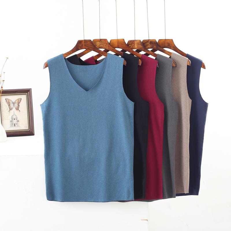 ベスト メンズ 男性用 秋冬 両面起毛 ドイツ製 暖か Vネック ノースリーブ 無地 トップス カットソー 綿混紡 ブラック ワインレッド ネイビー カーキ ダークグレー