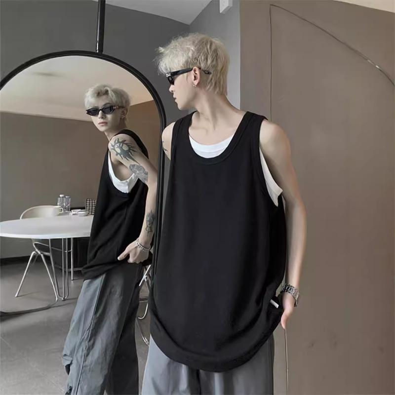 Tシャツ メンズ 男性用 ノースリーブ 夏 接触冷感 部屋着 普段使い トレーニングウェア 接触冷感 ポリエステル ブラック グレー(4)