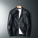 ジャケット 男性用 PUレザー ブルゾン 春秋 ライダースジャケット スリムフィット 無地 スタンドカラー ブラック ワインレッド コーヒー 3シーズン対応