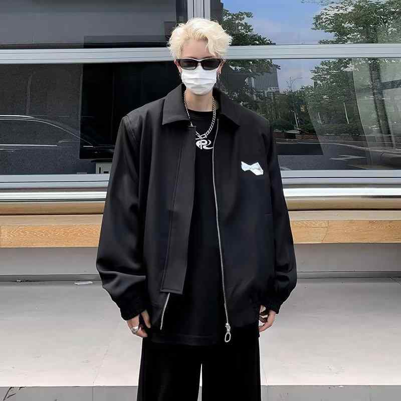 ジャケット メンズ 男性用 メタルボタン 肩パッド ショート丈 ブラック カジュアル 合物