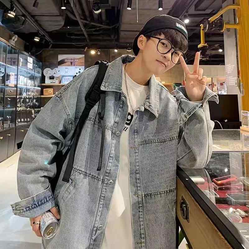 ジャケット 男性用 デニム Gジャン ブルゾン 春秋物 ゆったりサイズ ウォッシュ加工 ブルー コットン