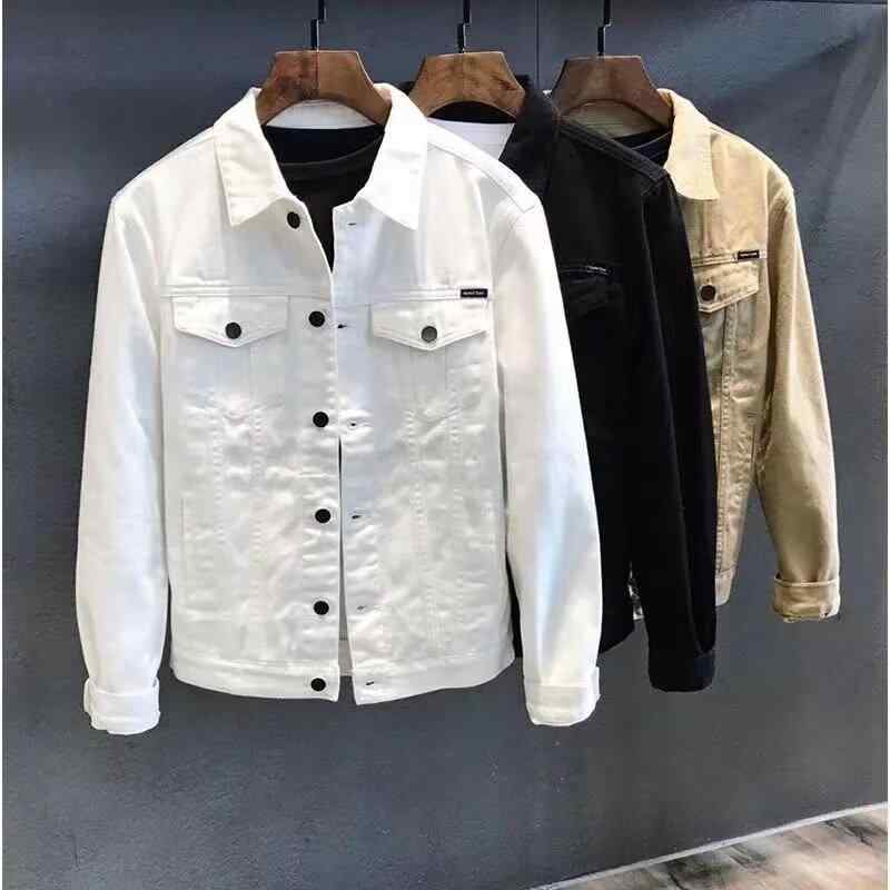 ジャケット 男性用 レトロ 翻襟 ゆったり アウター カーキ ホワイト ブラック