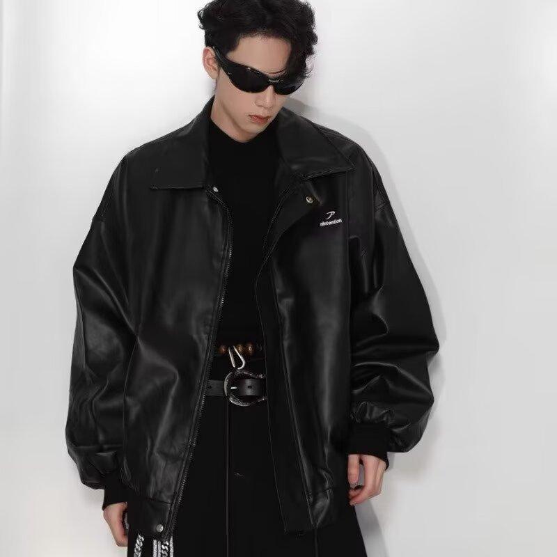 ジャケット 男性用 PUレザー ライダースジャケット 秋冬 レトロ ストリート 普段使い ブラック