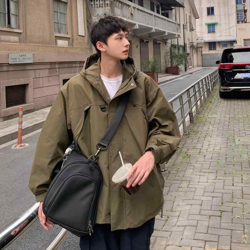 ジャケット メンズ 春秋 ミリタリースタイル マウンテンパーカー フード付き ワークウェア ブルゾン アウトドア スポーツウェア ブラック 黒 アーミーグリーン 耐摩耗性 ポリエステル