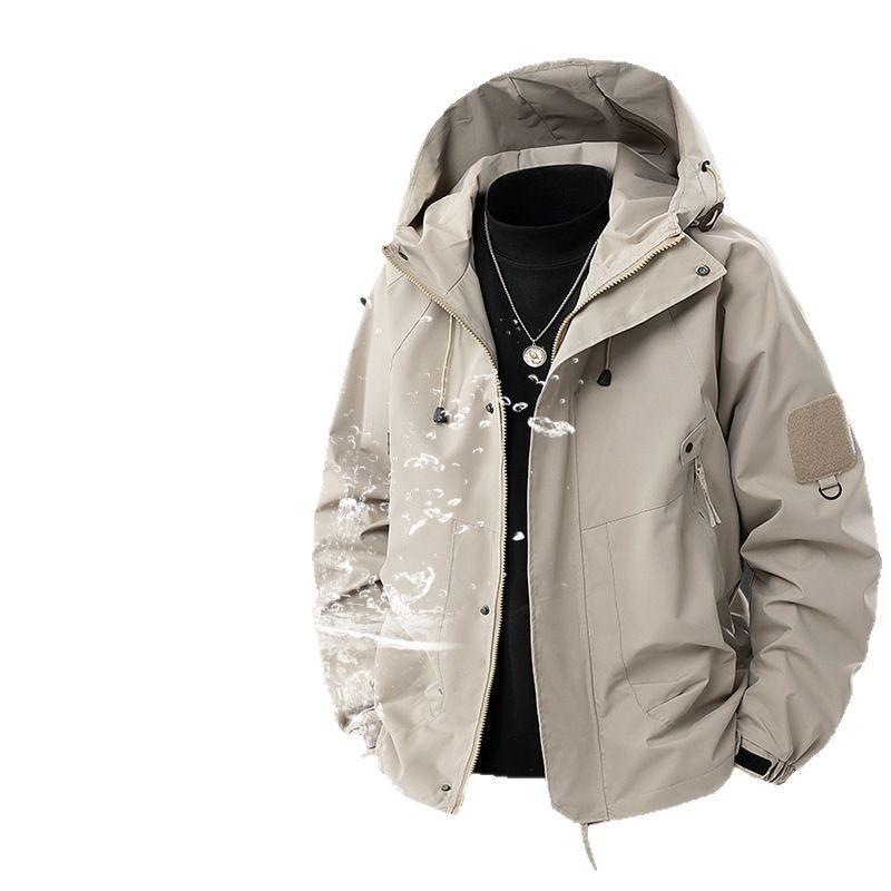 マウンテンパーカー メンズ 防風 防水 登山 ジャケット フード付き ジャンパー アウター 男性用 秋冬 春秋 カーキ ブラック パープル 蛍光グリーン アウトドアウェア 配色 切り替え ポリエステル