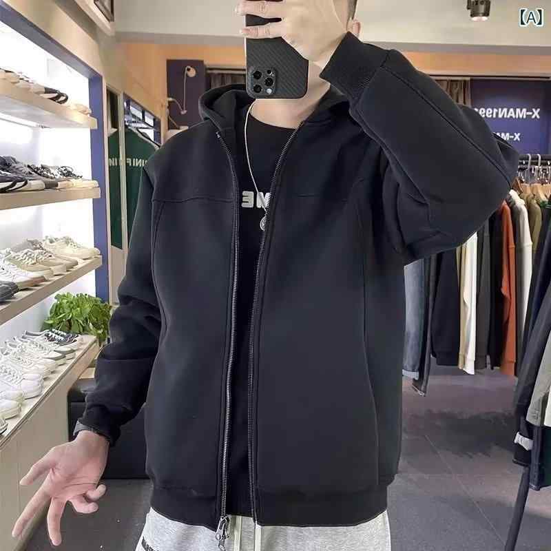 春秋 新型 帽子 付き コート 男性 カーディガン