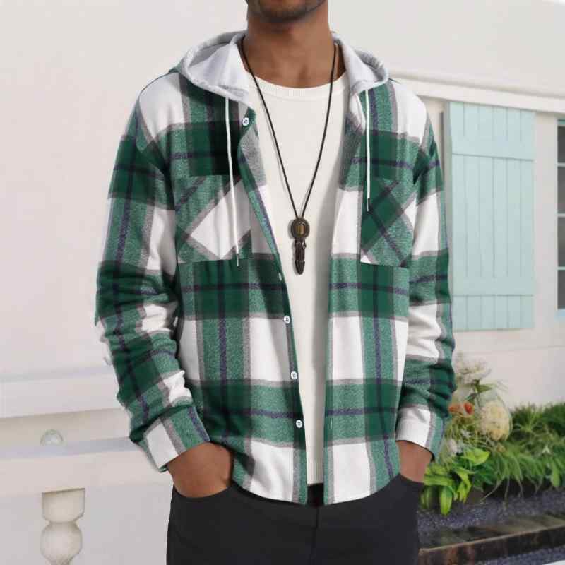 ジャケット 男性用 格子柄 アウター シャツ ダブルポケット ポリエステル 普段使い ブルゾン