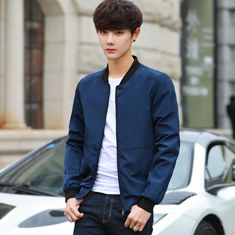 ジャケット 男性用 ブルゾン 薄手 スタンドカラー ポリエステル 無地 リブ カジュアル スポーティー 普段使い ブラック グレー ネイビー ワインレッド(x2)