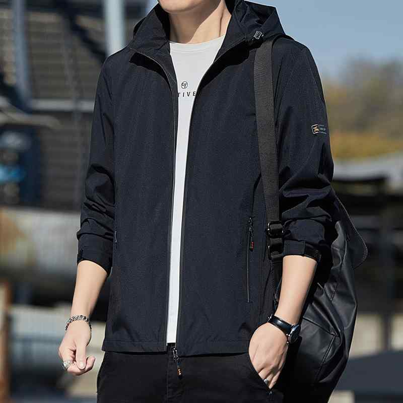 ジャケット メンズ アウター 春秋 薄手 防水 フード付き ブルゾン ジャンパー 男性用 カジュアル トップス ブラック カーキ グレー グリーン