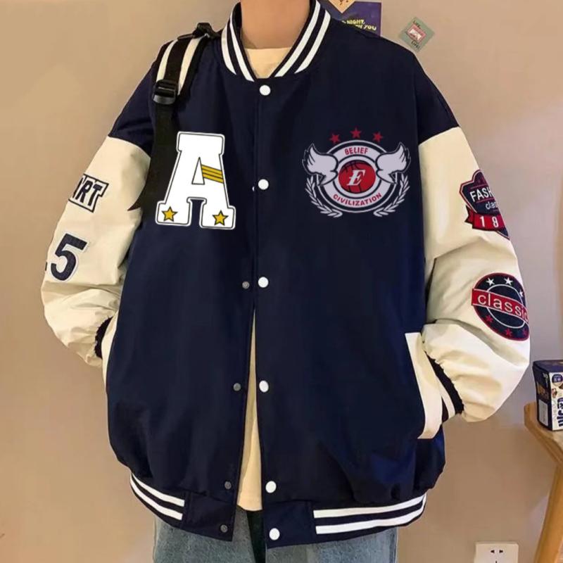 ジャケット メンズ スタジャン 男性用 ブルゾン 配色 春秋 アウター ウェア ストリート カジュアル スポーティ ブラック ブルー グリーン ポリエステル