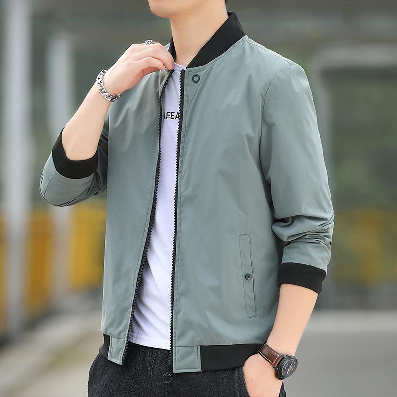 ジャケット メンズ 男性用 ブルゾン ジャンパー トップス アウター スポーティー カジュアル 無地 春秋 薄手 ポリエステル ブラック 黒 グリーン 緑 ベージュ
