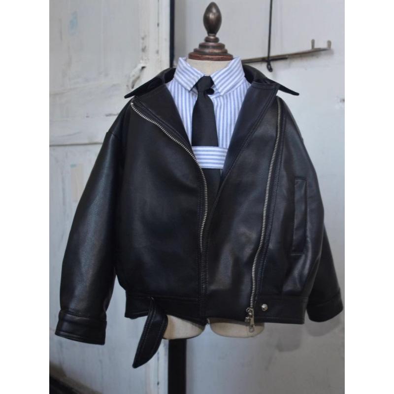 子供服 アウター ジャケット 秋冬 子供 韓国 長袖 ライダースジャケット PUレザー 黒 ブラック ボーイズ 男の子 3歳 4歳 5歳 6歳 7歳 8歳 90cm 100cm 110cm 120cm 130cm 140cm 150cm 160cm