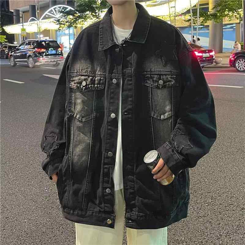 デニムジャケット メンズ 男性用 Gジャン ブルゾン 黒 ブラック 秋物 カジュアル アメカジ ゆったり 大きいサイズ