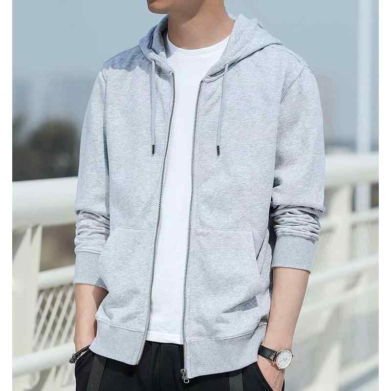 パーカー メンズ 男性用 春秋 ジップアップ スウェット トレーナー フード付き ポリエステル 無地 黒 ..