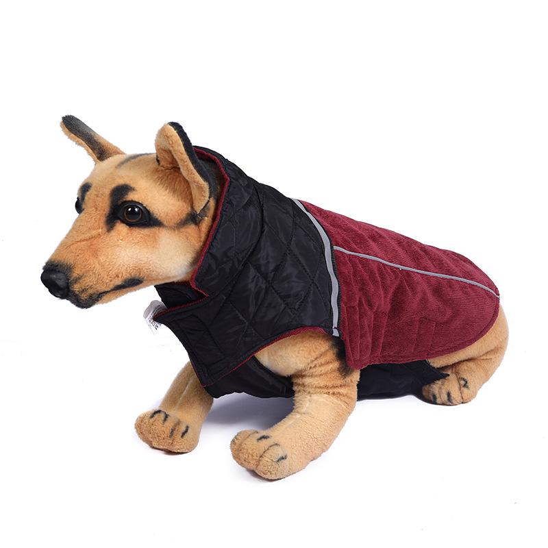 ペット服 犬 服 秋冬 綿ベスト ジャケット 犬用 防寒 ダウン風 スキーウェア ワインレッド イエロー エ..