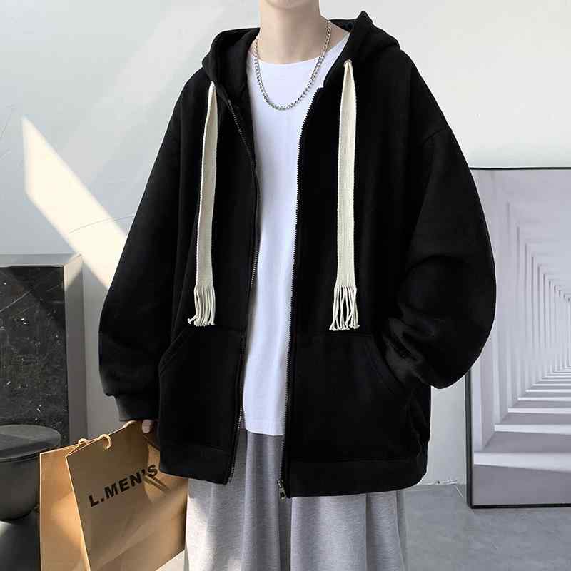 パーカー メンズ 薄手 ジップアップ トップス ライトアウター スポーティー カジュアル ストリート系 春秋 ポリエステル グレー 黒