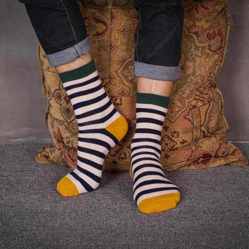 靴下 男性用 秋冬 コットン ミドル丈 レトロ エスニック 厚手 パイルソックス オレンジ グリーン イエロー ピンク系 ブルー系(x10)