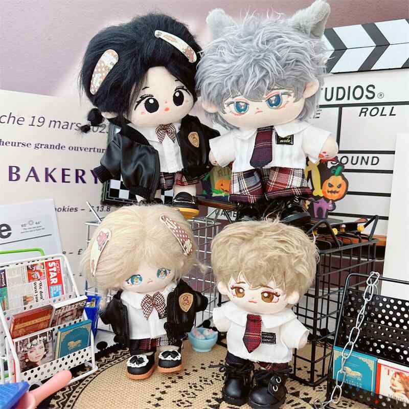 ぬいぐるみ 服 10cm 20cm 着せ替え学院風 制服 学生服 男の子 女の子 綿人形 服 レザージャケット アウ..