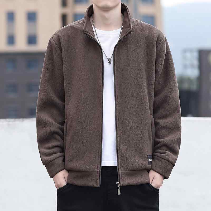 其它 - ジャケット メンズ 男性用 春秋 立襟 フリース 暖かい 防風 防撕裂 宽松 アウター トップス 黒 ブラック グレー コーヒー 普段使い