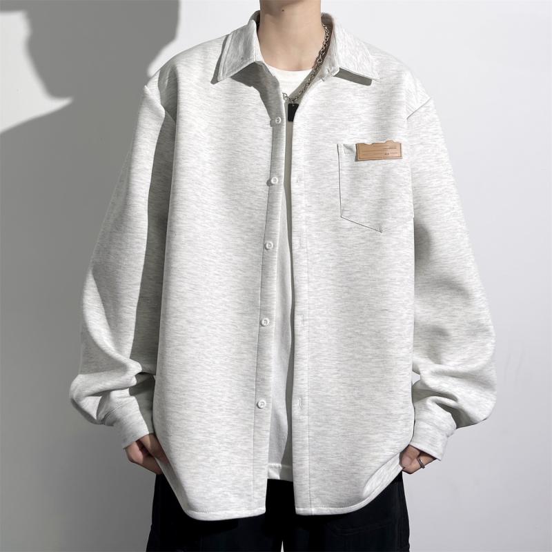 シャツ メンズ 長袖シャツ コットン混紡 オーバーサイズ カーディガン 配色 秋冬 トップス 羽織り 普段使い
